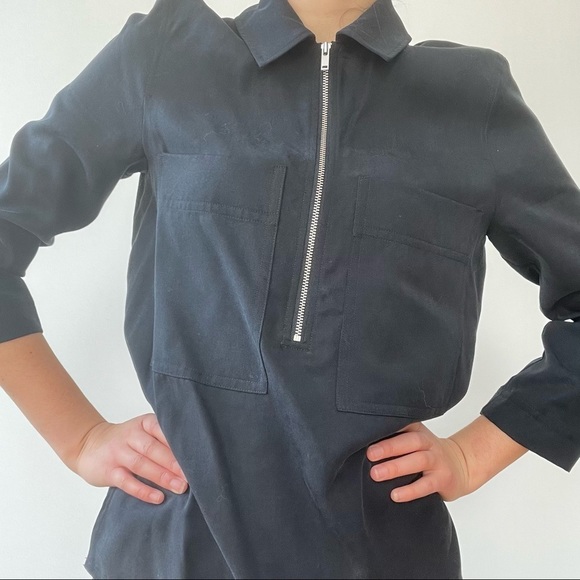 NWT  COS NAVY ZIP FRONT BLOUSE - 2 - Picture 3 of 11